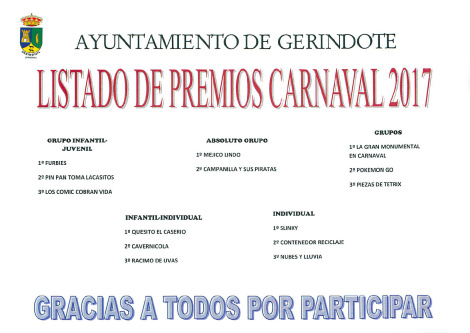 PREMIOS CARNAVAL 2017