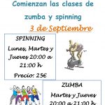 HORARIO DE LAS CLASES DE ZUMBA Y SPINNING