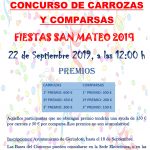 PREMIOS E INSCRIPCIÓN PARA EL CONCURSO DE CARROZAS Y COMPARSAS SAN MATEO 2019